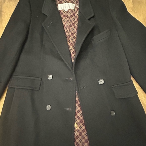 Evan Picone Black Wool Double Breasted Coat Size 12 | Classic Long Coat - Picture 3 of 6